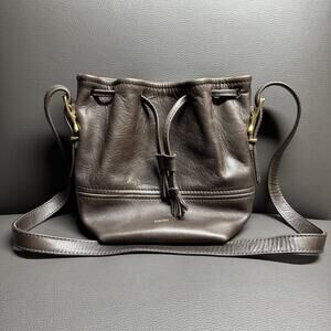 FOUNT Classic Coventry Bucket Bag Crossbody Shoulder Espresso Brown Rare OOP